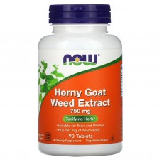 Горянка с макой (Horny Goat Weed), Now Foods, экстракт, 750 мг, 90 таблеток