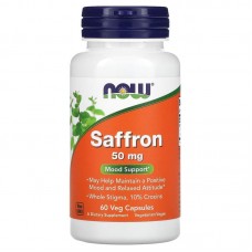 Шафран, Saffron, Now Foods, 50 мг, 60 вегетарианских капсул