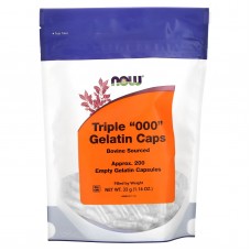 Пустые капсулы "000", Triple "000" Gelatin Caps, Now Foods, 200 пустых желатиновых капсул (33 г)
