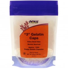 Пустые капсулы "3", "3" Gelatin Caps, Now Foods, очень маленького размера, 1000 пустых желатиновых капсул (48 г)