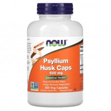 Подорожник, шелуха из семян, псиллиум, Psyllium Husk, Now Foods, 500 мг, 200 вегетарианских капсул