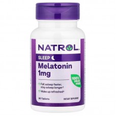 Мелатонин, Melatonin, Natrol, 1 мг, 90 таблеток