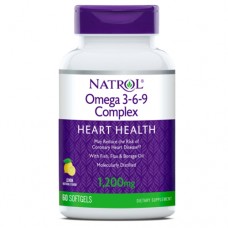 Омега 3-6-9, Omega-3-6-9 Complex, Natrol, вкус лимона, 1200 мг, 60 гелевых капсул