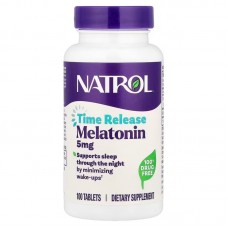 Мелатонин, Melatonin, Natrol, медленное высвобождение, повышенная сила действия, 5 мг, 100 таблеток