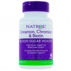 Корица для снижения сахара, Cinnamon Biotin Chromium, Natrol, 60 таблеток