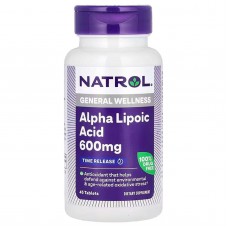 Альфа-липоевая кислота, замедленное высвобождение, Alpha Lipoic Acid, Natrol, 600 мг, 45 таблеток