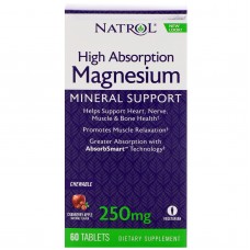 Магний малат, вкус яблок и клюквы, Magnesium, Natrol, 250 мг, 60 жевательных таблеток