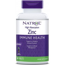 Цинк с высокой степенью поглощения, натуральный ананасовый вкус, High Absorption Zinc, Natrol, 60 жевательных таблеток