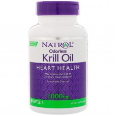 Масло криля, Odorless Krill Oil, Natrol, 1000 мг, 30 гелевых капсул