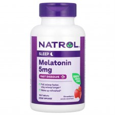 Мелатонин быстрого высвобождения, вкус клубники, Melatonin Fast Dissolve, Natrol, 5 мг, 150 таблеток