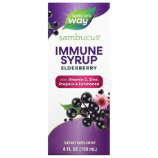 Черная бузина, Sambucus, Immune Syrup, Elderberry, Nature's Way, 120 мл