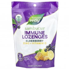 Леденцы для иммунитета, бузина, цинк + витамин C, Sambucus®, Nature's Way, мед и лимон, 24 конфеты