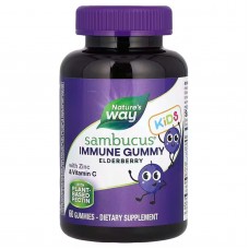 Поддержка иммунитета у детей, Immune Gummy with Zinc & Vitamin C, Nature's Way, бузина с цинком и витамином C, 60 жевательных конфет