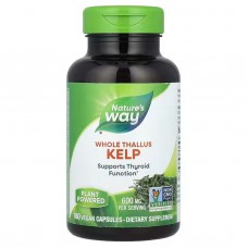 Ламинария, Kelp, Whole Thallus, Nature's Way, 600 мг, 180 веганских капсул