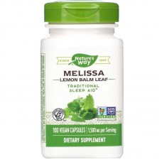 Мелисса, Melissa, Nature's Way, лимонный бальзам, 1500 мг, 100 веганских капсул (500 мг в капсуле)