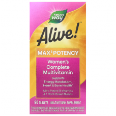 Витамины для женщин, Alive, Women's Complete Multivitamin, Nature's Way, полный мультивитаминный комплекс, 90 таблеток