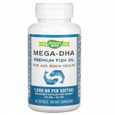 Рыбий жир + витамин Е, Mega-DHA, Nature's Way, концентрат, 1000 мг, 60 гелевых капсул