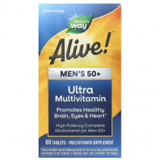 Витамины для мужчин 50+, Alive! Men's 50+ Ultra Potency, Nature's Way, 60 таблеток.