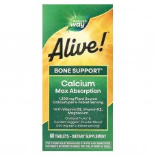 Кальций, формула для костей, Alive! Calcium, Nature's Way, Alive!, максимальное усвоение, 60 вегетарианских таблеток