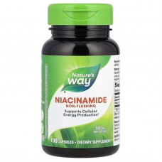 Витамин В3, Niacinamide, Nature's Way, 500 мг, не вызывает покраснения, 100 веганских капсул