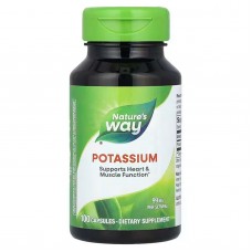 Калий, Potassium, Nature's Way, поддержка работы сердца и мышц, 99 мг, 100 капсул