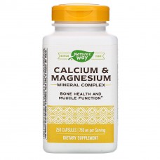 Кальций и магний, Calcium & Magnesium, Nature's Way, минеральный комплекс, 750 мг, 250 капсул (250 мг в капсуле)