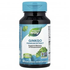 Гинкго Билоба, Premium Extract, Ginkgo, Nature's Way, экстракт премиум-класса, 60 веганских капсул