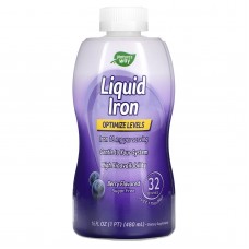 Железо, Iron, Nature's Way, жидкое, вкус ягод, 480 мл