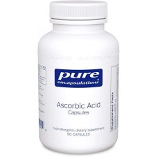Аскорбиновая кислота в капсулах, Ascorbic Acid, Pure Encapsulations, антиоксидантная защита, поддержка иммунитета и целостности сосудов, 90 капсул