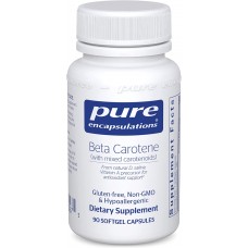 Бета-каротин (со смешанными каротиноидами), Beta Carotene, Pure Encapsulations, антиоксидант и предшественник витамина А, 90 капсул