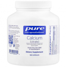 Кальций (цитрат), Calcium (citrate), Pure Encapsulations, для здоровья костей и зубов, толстой кишки и сердечно-сосудистой системы, 300 мг, 180 капсул (150 мг в капсуле)