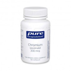 Хром (пиколинат), Chromium (picolinate), Pure Encapsulations, для поддержки здорового метаболизма липидов и глюкозы, 200 мкг, 180 капсул