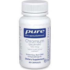 Хром (пиколинат), Chromium (picolinate), Pure Encapsulations, для поддержки здорового метаболизма липидов и глюкозы, 500 мкг, 60 капсул