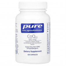 Коэнзим Q10, CoQ10, Pure Encapsulations, для энергии, антиоксидантов, здоровья мозга и клеток, когнитивных функций и поддержки сердечно-сосудистой системы, 120 мг, 120 капсул