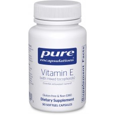 Витамин Е (со смешанными токоферолами), Vitamin E, Pure Encapsulations, поддержка клеточного дыхания и здоровья сердечно-сосудистой системы, 90 капсул