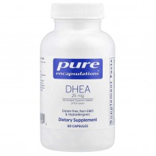 ДГЭА, DHEA, Pure Encapsulations, поддержка иммунитета, сжигания жира, гормонального баланса и эмоционального благополучия, 25 мг, 60 капсул