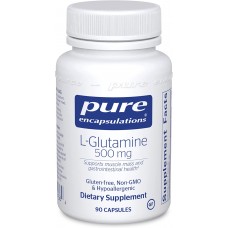 L-глютамин, l-Glutamine, Pure Encapsulations, поддержка иммунитета и пищеварения, здоровья кишечника и восстановления слизистой оболочки, ускорения метаболизма и поддержки мышц, 500 мг, 90 капсул