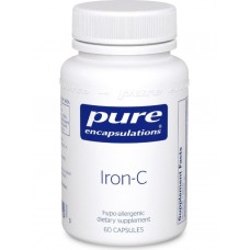 Железо и витамин С, Iron-C, Pure Encapsulations, поддержка красных кровяных клеток и выработки энергии, 60 капсул