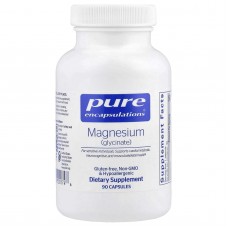 Магний глицинат, Magnesium (glycinate), Pure Encapsulations, для снятия стресса, сна, здоровья сердца, нервов, мышц и метаболизма, 120 мг, 90 капсул