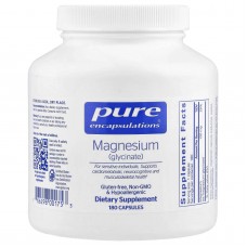 Магний глицинат, Magnesium (glycinate), Pure Encapsulations, для снятия стресса, сна, здоровья сердца, нервов, мышц и метаболизма, 180 капсул