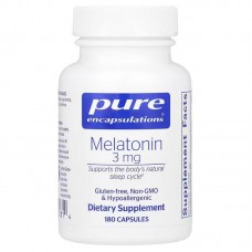 Мелатонин, Melatonin, Pure Encapsulations, антиоксидантная добавка для поддержки естественного сна, 3 мг, 180 капсул