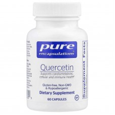Кверцетин, Quercetin, Pure Encapsulations, для клеточного, кардиометаболического и иммунного здоровья, 500 мг, 60 капсул (250 мг в капсуле)