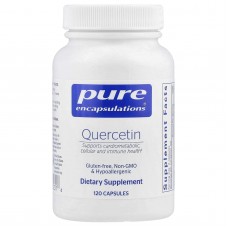 Кверцетин, Quercetin, Pure Encapsulations, для клеточного, кардиометаболического и иммунного здоровья, 500 мг, 120 капсул (250 мг в капсуле)