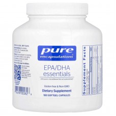 Основные ЭПК/ДГК, EPA/DHA essentials, Pure Encapsulations, ультрачистый, молекулярно-дистиллированный концентрат рыбьего жира, 180 капсул