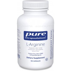 L-аргинин, l-Arginine, Pure Encapsulations, поддержка выработки оксида азота, здоровья сердца и кровотока, 1400 мг, 90 капсул