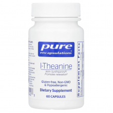 L-Теанин, l-Theanine, Pure Encapsulations, для расслабления и эмоционального благополучия, 60 капсул