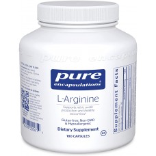 L-аргинин, l-Arginine, Pure Encapsulations, поддержка выработки оксида азота, здоровья сердца и кровотока, 1400 мг, 180 капсул