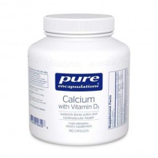 Кальций с Витамином D3, Calcium with Vitamin D3, Pure Encapsulations, для костей и толстой кишки, против остеопороза, 180 капсул