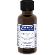 Витамин D3 жидкость, Vitamin D3 liquid, Pure Encapsulations, поддержка здоровья костей, груди, простаты, сердечно-сосудистой системы, толстой кишки и иммунитета, 22.5 мл