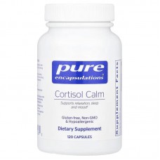 Кортизол, Cortisol Calm, Pure Encapsulations, для расслабления и спокойного сна во время периодического стресса, 120 капсул